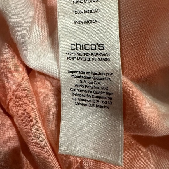 Chicos coral and white, tie-dye blouse, size 1 - Picture 4 of 4